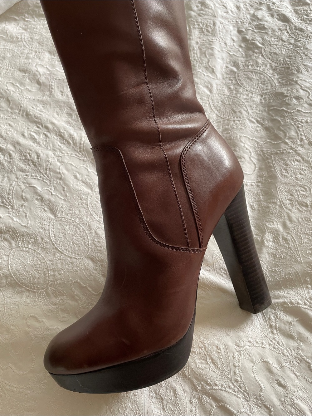 Michael Kors maroon Brown Tall Platform Lesly Boots - Picture 6 of 7